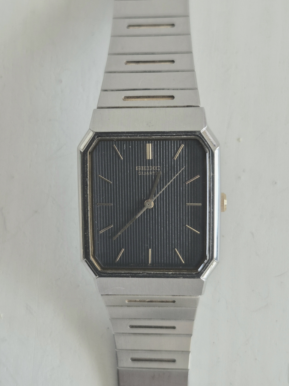Seiko Men's Silver Stainless Steel & Gold Tone Black Dial Watch 5P31-5069